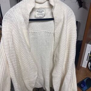 Abercrombie & Fitch Cream Open Drape Knit Cardigan